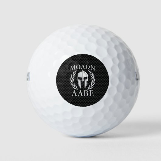 Balles De Golf Molon Labe Spartan dans Chrome Carbon Fiber Style (Devant)