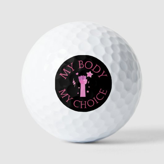 Balles De Golf Mon corps Mon choix rose poing féministe (Recto)