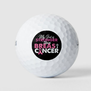 Balles De Golf Mon Dieu Est Plus Fort Que Le Cancer Du Sein Chrét