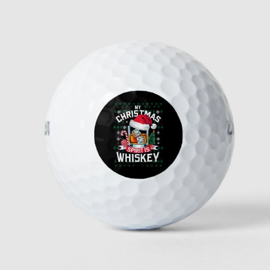 Balles De Golf Mon esprit de Noël est un pull moche Whiskey Xmas (Devant)