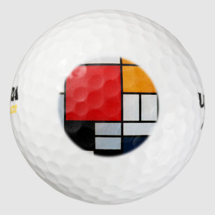 Balles De Golf Mondrian - Composition avec grand plan rouge