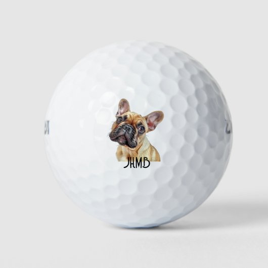 Balles De Golf Monogram Cute French Bulldog Pet animal (Devant)