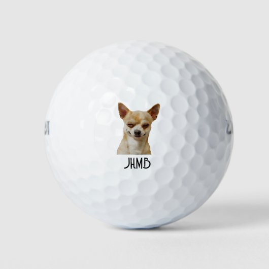 Balles De Golf Monogram Fun Winking Chihuahua Dog Humor (Devant)