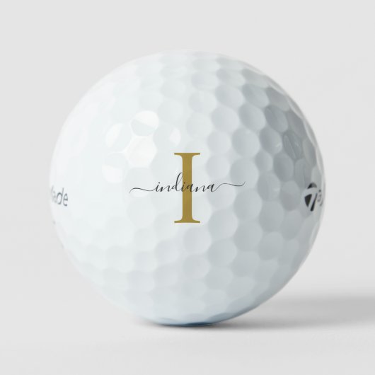 Balles De Golf Monogram Gold Grey Nom du script Modern (Recto)