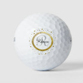 Balles De Golf Monogram Gold Leaf Print Silver Confetti (Devant)