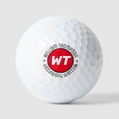 Balles De Golf Monogram Golf Ball avec nom Red Logo (Recto)