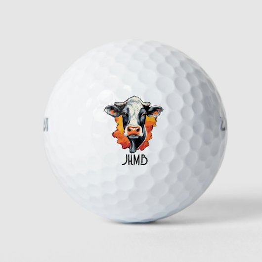 Balles De Golf Monogram Holstein Cow Cattle Beef Animal (Devant)