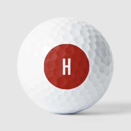 Balles De Golf Monogram Own Name Initial Minimalist Brick Red (Recto)