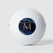 Balles De Golf monograme de la marine Blue Gold Agate Geode Glitt (Devant)