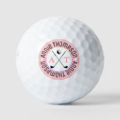 Balles De Golf Monogramme 2-initiales Feminine Rose (Devant)