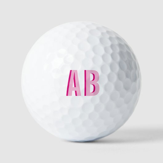 Balles De Golf Monogramme à 2 lettres rose gras empilé (Recto)