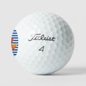 Balles De Golf Monogramme à rayures bleu chic (Logo)