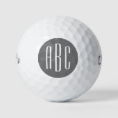 Balles De Golf Monogramme à trois lettres gris et blanc moderne (Devant)