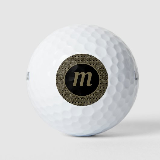Balles De Golf Monogramme Art Déco Or Noir (Devant)