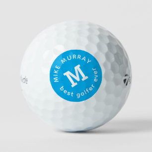 Balles De Golf Monogramme bleu 'Meilleur Golfeur jamais'