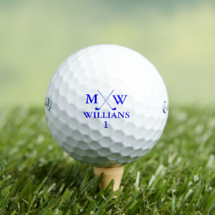 Balles De Golf Monogramme bleu (nom et initiales du golfeur)