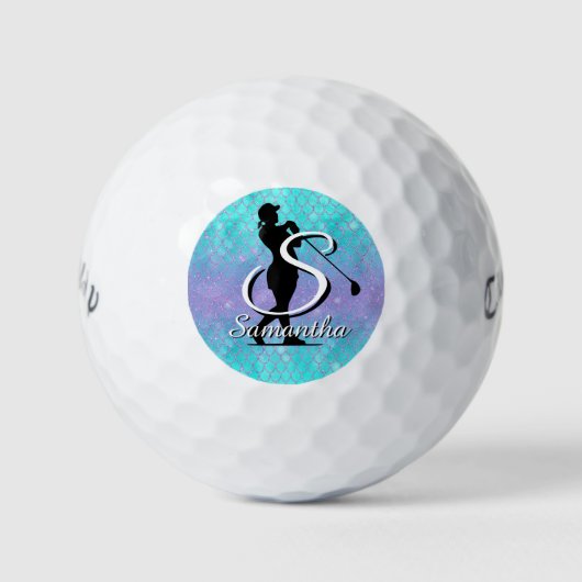 Balles De Golf Monogramme bleu océan (Devant)