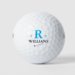 Balles De Golf Monogramme bleu R simple personnalisé