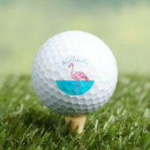 Balles De Golf Monogramme bleu tropical Nom Flamant rose rose noi (T-shirt Insitu)