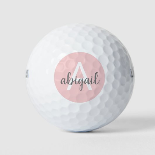 Balles De Golf Monogramme Blush Pink Ajouter Votre Propre Nom (Devant)