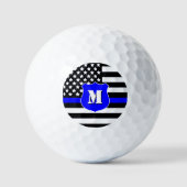 Balles De Golf Monogramme Bouclier de Police [Thin Blue Line] (Recto)