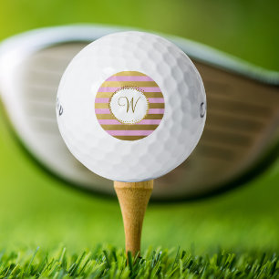 Balles De Golf Monogramme Chic Golf Balls Girly Blush Pink Or