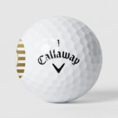 Balles De Golf Monogramme Chic Golf Balls Girly Gold Stripes (Logo)