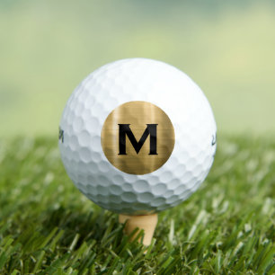 Balles De Golf Monogramme classique moderne or noir
