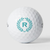 Balles De Golf Monogramme classique personnalisé Wreath Turquoise (Devant)