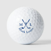Balles De Golf Monogramme . clubs croisés bleus (Recto)