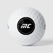 Balles De Golf Monogramme Cool simple Noir et Blanc Initiales (Devant)