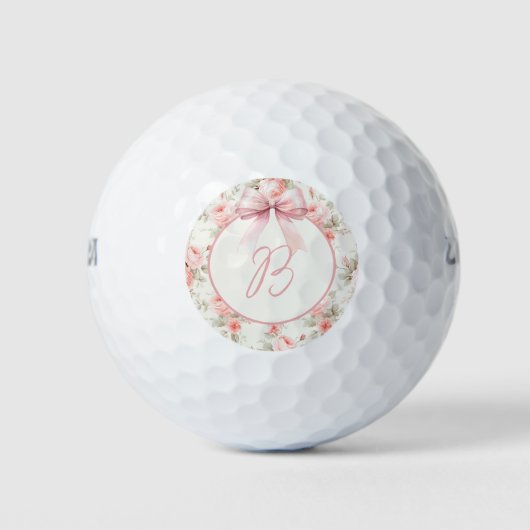 Balles De Golf Monogramme Coquette Rose Bow (Devant)
