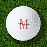 Balles De Golf Monogramme corail initial et nom personnalisé<br><div class="desc">Améliorez votre jeu de golf avec nos balles de golf personnalisées, personnalisées avec un simple monogramme classique initial et une superposition de nom de script. Choisissez parmi une large sélection de couleurs pour créer un design intemporel qui est vraiment unique. Ces balles de golf sont un cadeau parfait pour n’importe...</div>