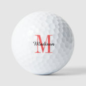 Balles De Golf Monogramme Corail Initiale et Nom Personnalisés (Recto)