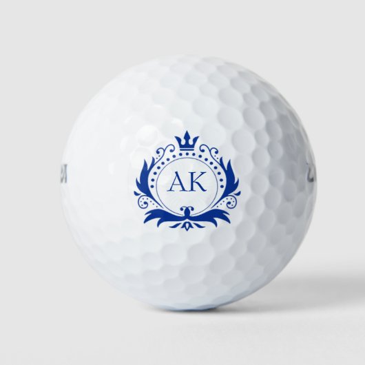 Balles De Golf Monogramme Couronne de luxe bleu (Devant)