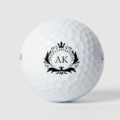 Balles De Golf Monogramme Couronne de luxe noir (Devant)