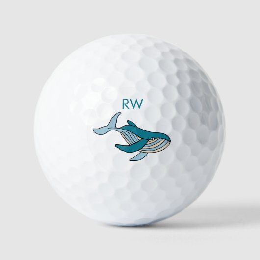 Balles De Golf Monogramme de baleine bleue (Recto)