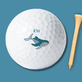 Balles De Golf Monogramme de baleine bleue