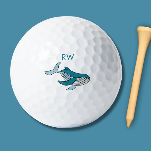 Balles De Golf Monogramme de baleine bleue