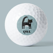 Balles De Golf Monogramme de chat en Tuxedo noir et blanc