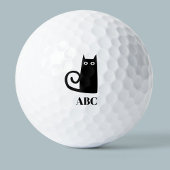 Balles De Golf Monogramme de chat noir
