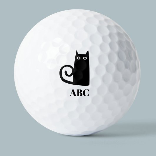 Balles De Golf Monogramme de chat noir