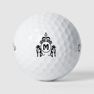 Balles De Golf Monogramme de chien à deux gardes