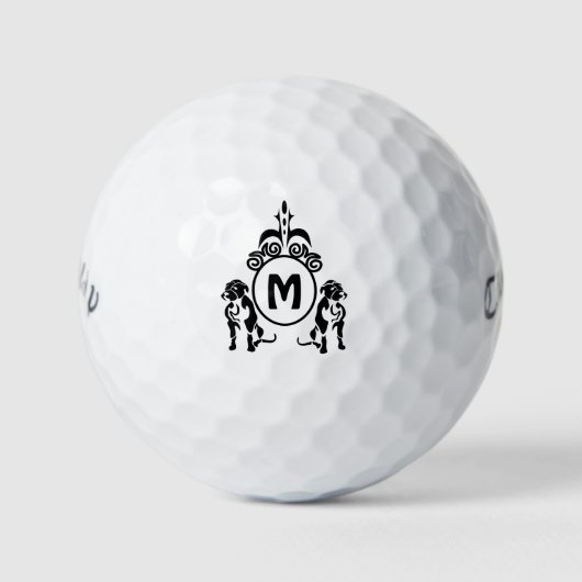 Balles De Golf Monogramme de chien à deux gardes (Devant)