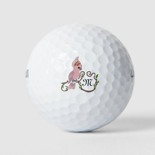 Balles De Golf Monogramme de Cockatoo rose Whimsical (Devant)