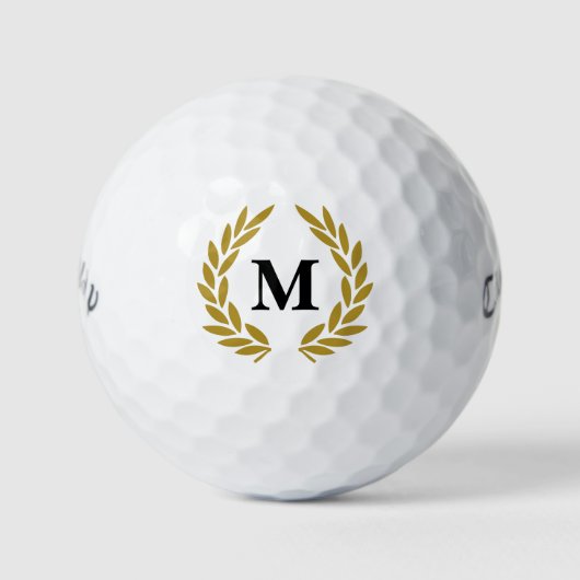 Balles De Golf monogramme de couronne de laurier en or (Devant)