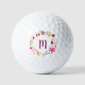 Balles De Golf Monogramme de fleurs d'aquarelle moderne (Recto)
