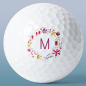 Balles De Golf Monogramme de fleurs d'aquarelle moderne
