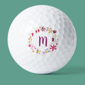 Balles De Golf Monogramme de fleurs d'aquarelle moderne