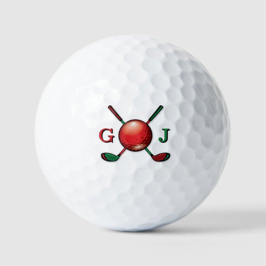 Balles De Golf Monogramme de golf dans les couleurs de Noël Desig (Recto)